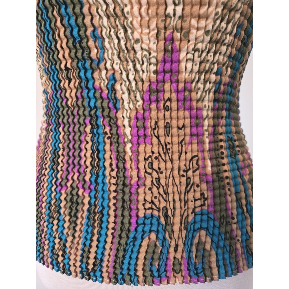 Nicola Multi-Colored Tank Top M Stretchy Crinkle Pleat Y2K 2000s Fairycore - Picture 3 of 6